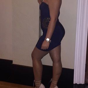 Blue strapless bodycon